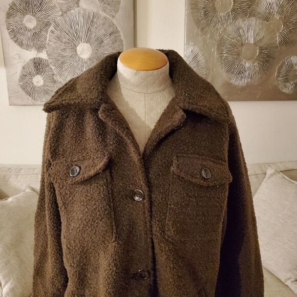 Something Navy Berber Faux Shearling Shirt Jacket - Picture 5 of 13